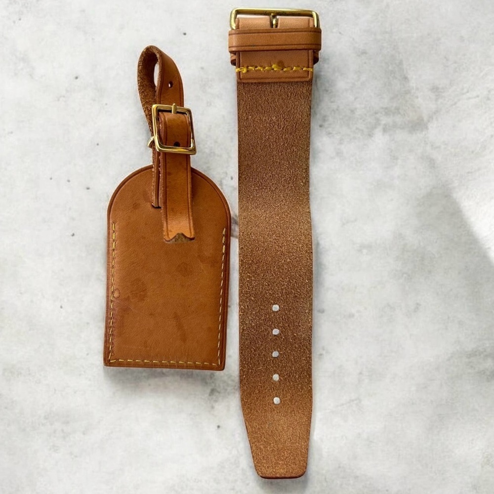 Louis Vuitton Tan Leather Bag Tag Set - Picture 4 of 5